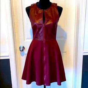 TIBI Wine Red Leather Dress